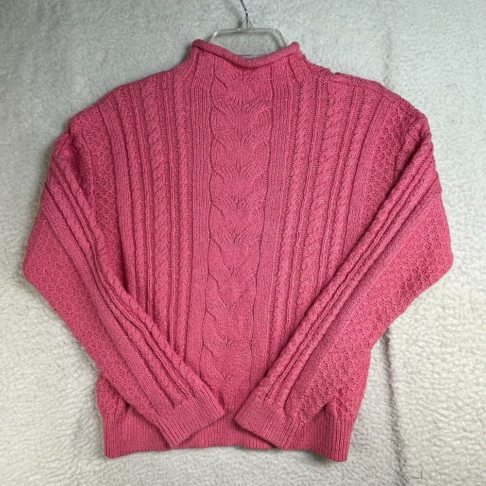 Womens J Crew Cable Knit Pink Small Long Sleeve Sweater.